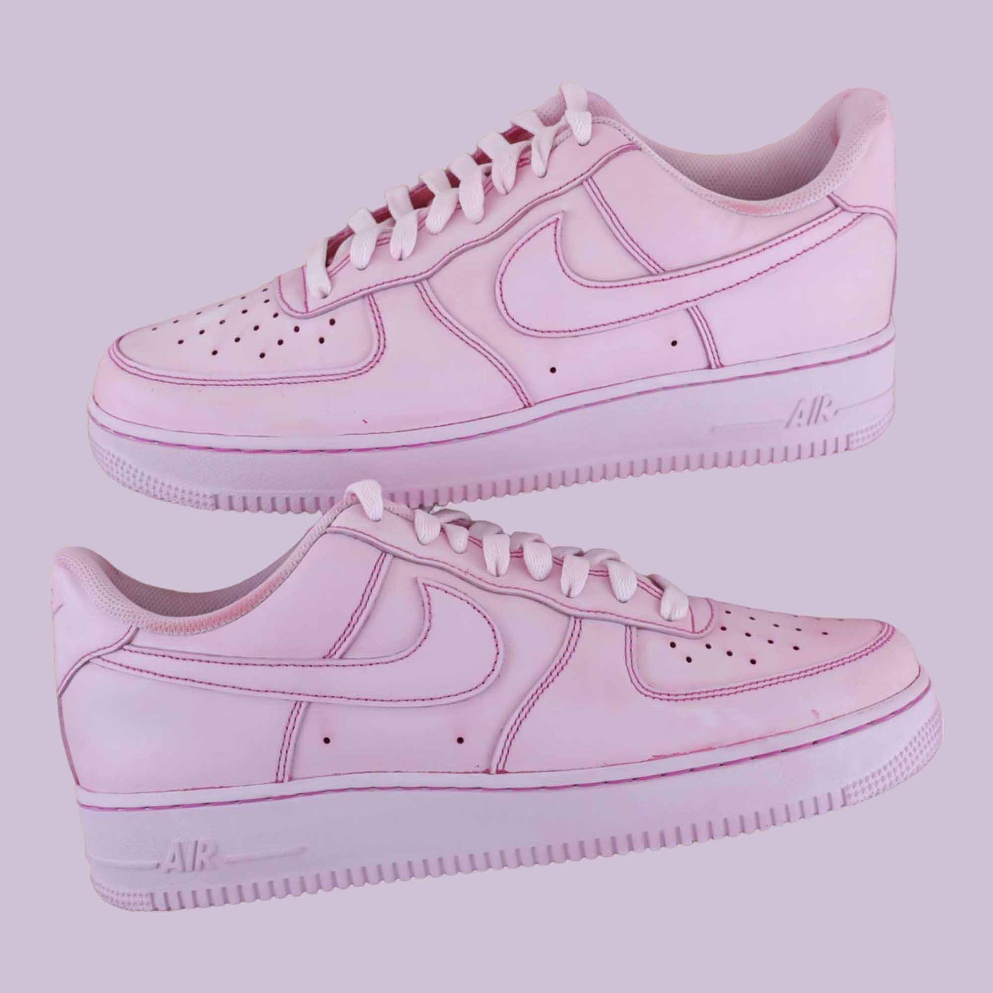 nike air force 1 custom rose baskets personnalisées pour femme rose pastel pink