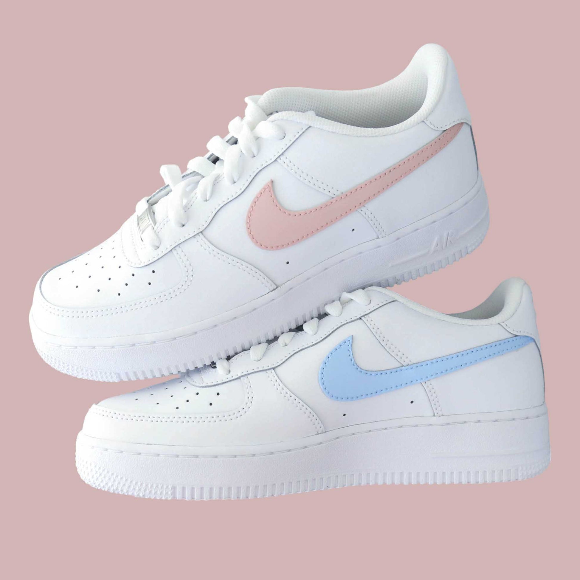 nike air force 1 custom pastel pour femme baskets personnalisées pour enfants rose bleu