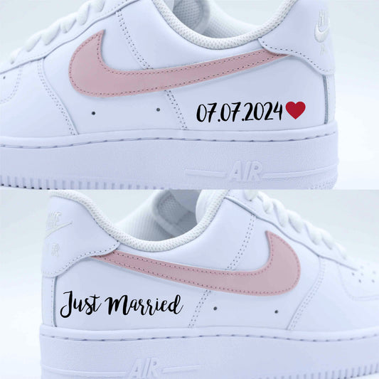 nike air force 1 mariage baskets de mariage personnalisées nike rose poudré sneakers mariage personnalisable chaussure de mariage perosnnalisées